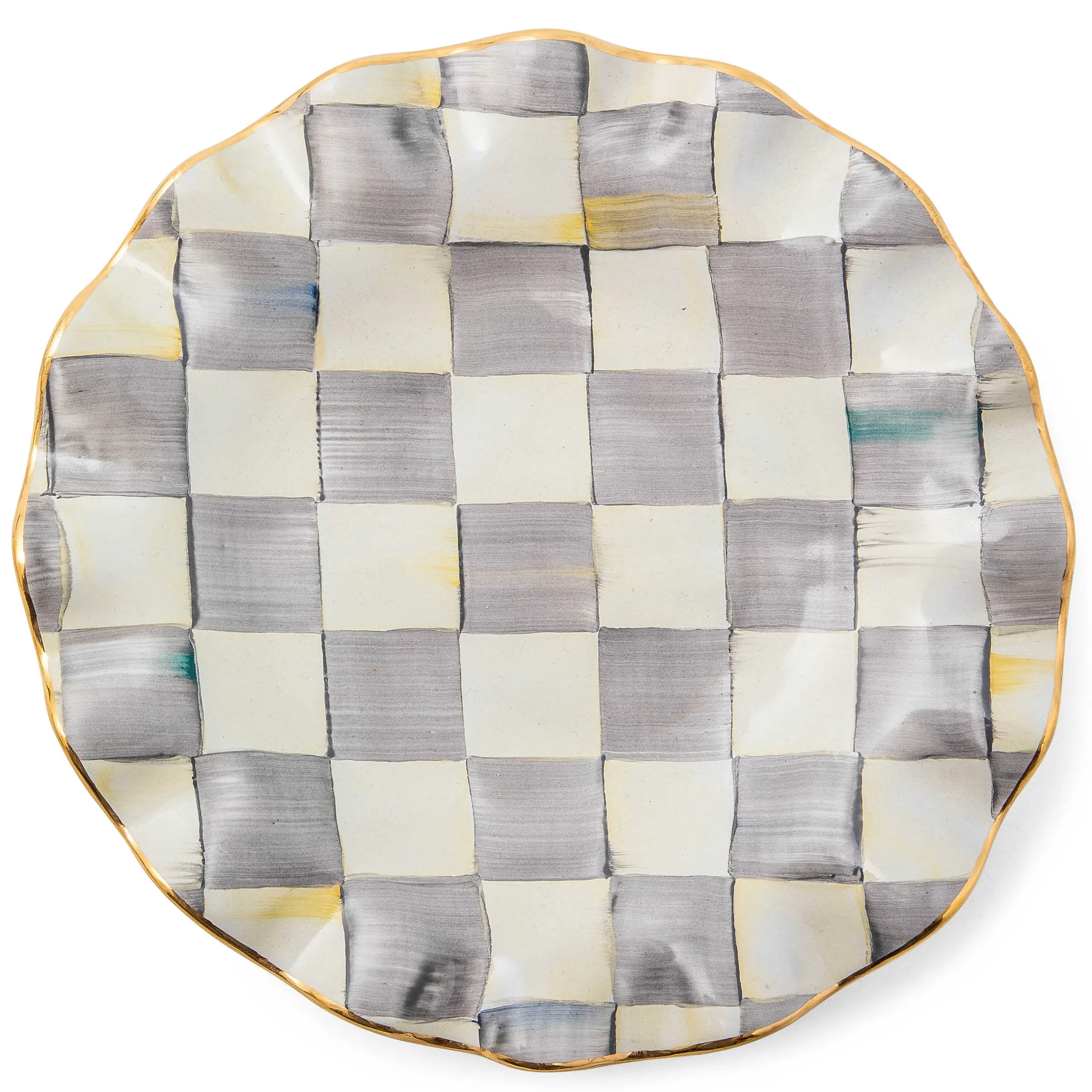 Dinnerware & Flatware|MacKenzie-Childs Sterling Check Ceramic Fluted Dessert Plate