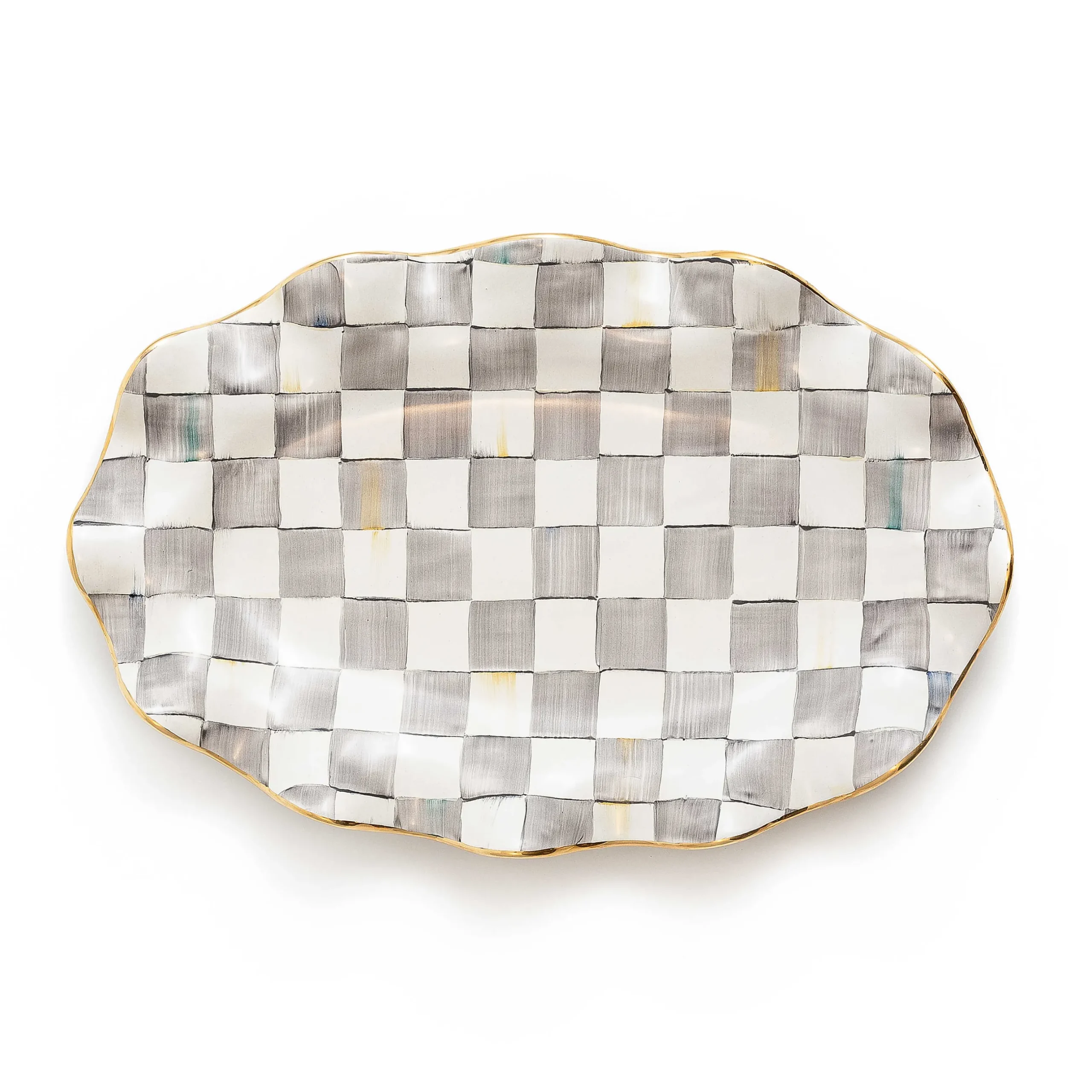 Serveware|MacKenzie-Childs Sterling Check Ceramic Serving Platter