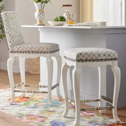 Dining Room & Kitchen|MacKenzie-Childs Sterling Check Counter Stool