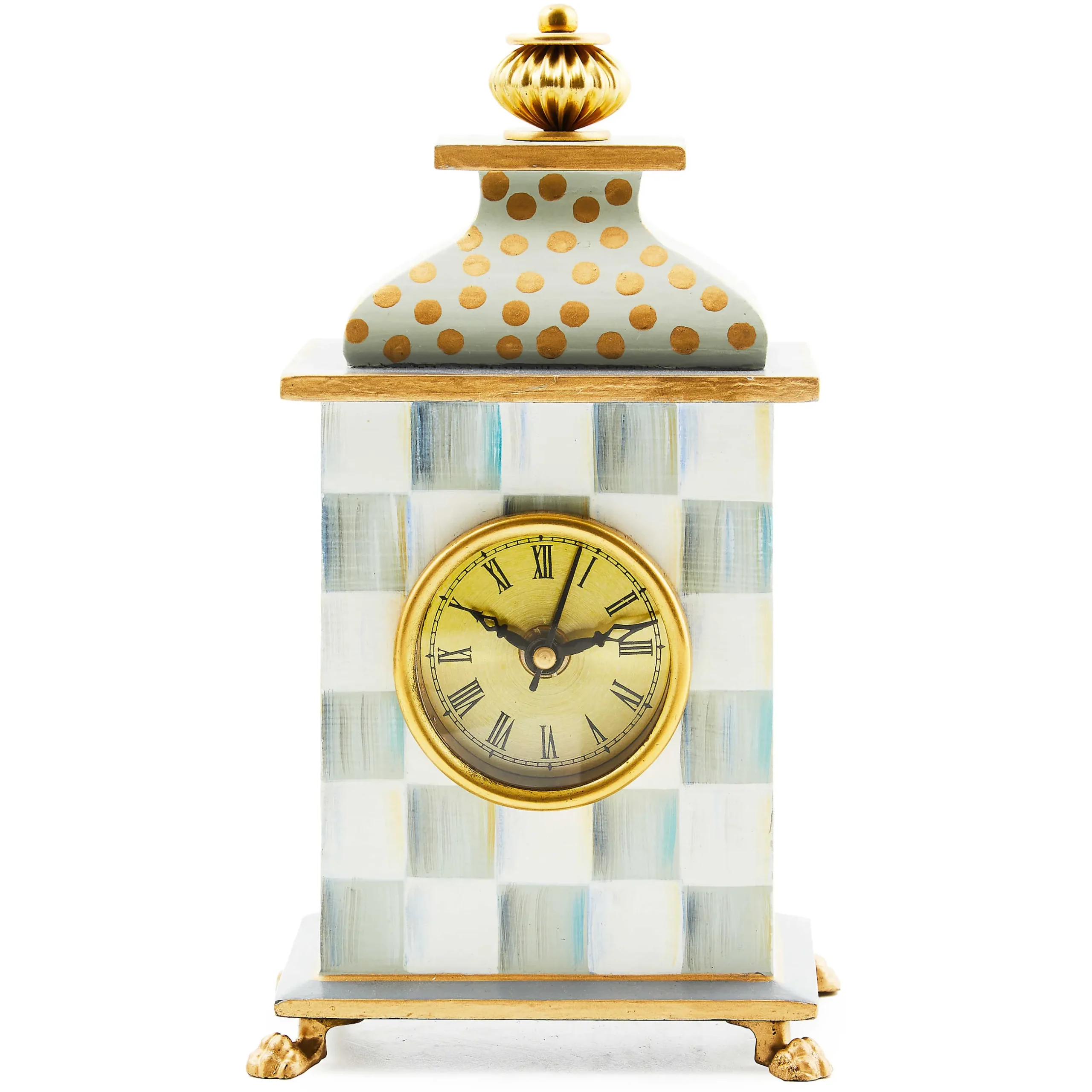 Room Accents|MacKenzie-Childs Sterling Check Desk Clock