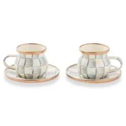 The Coffee Shop|Drinkware|MacKenzie-Childs Sterling Check Espresso Cup  Saucer Set