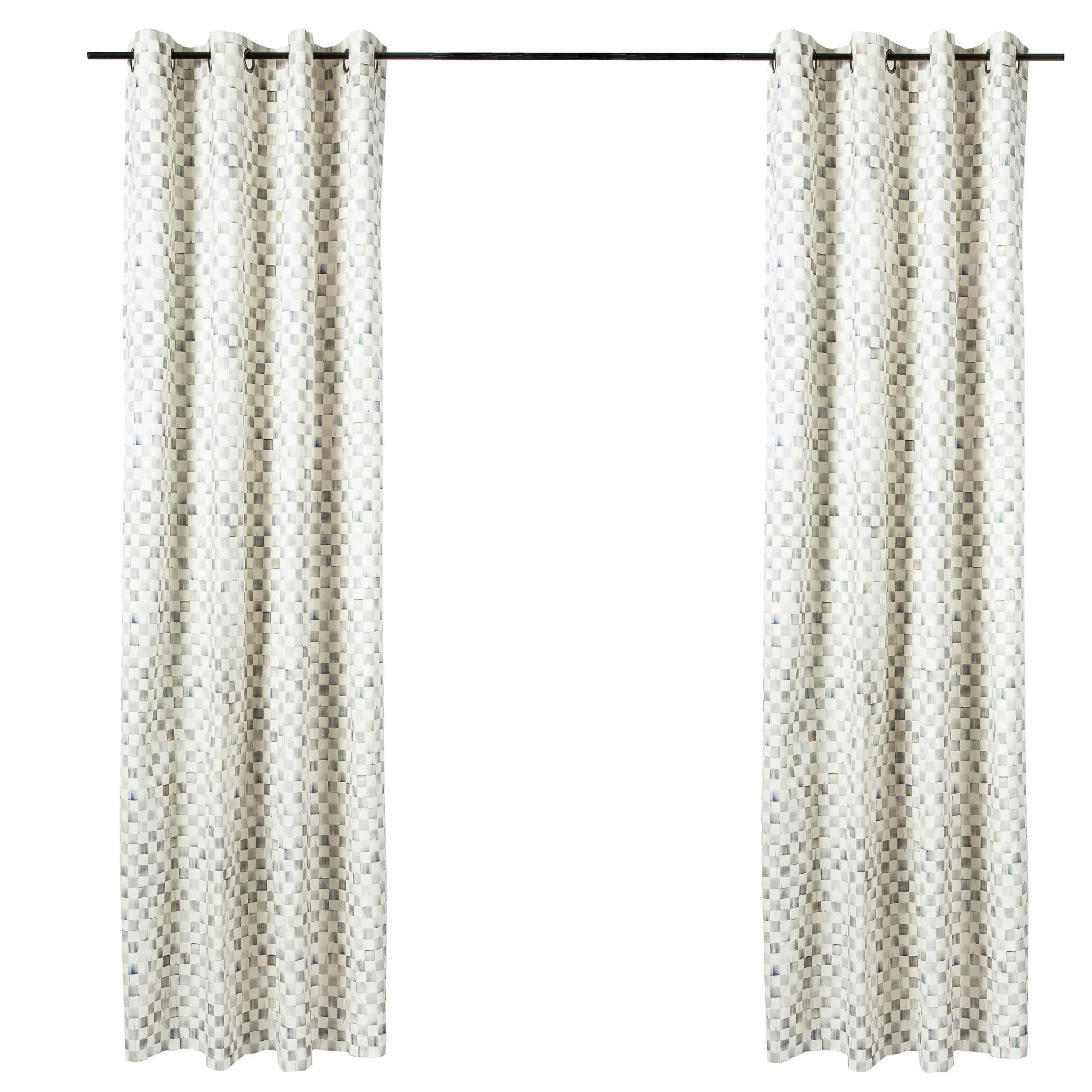 Room Accents|MacKenzie-Childs Sterling Check Grommet Top Curtain Panel