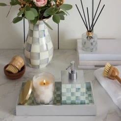 Bath & Bath Accessories|MacKenzie-Childs Sterling Check Lacquer Soap Pump