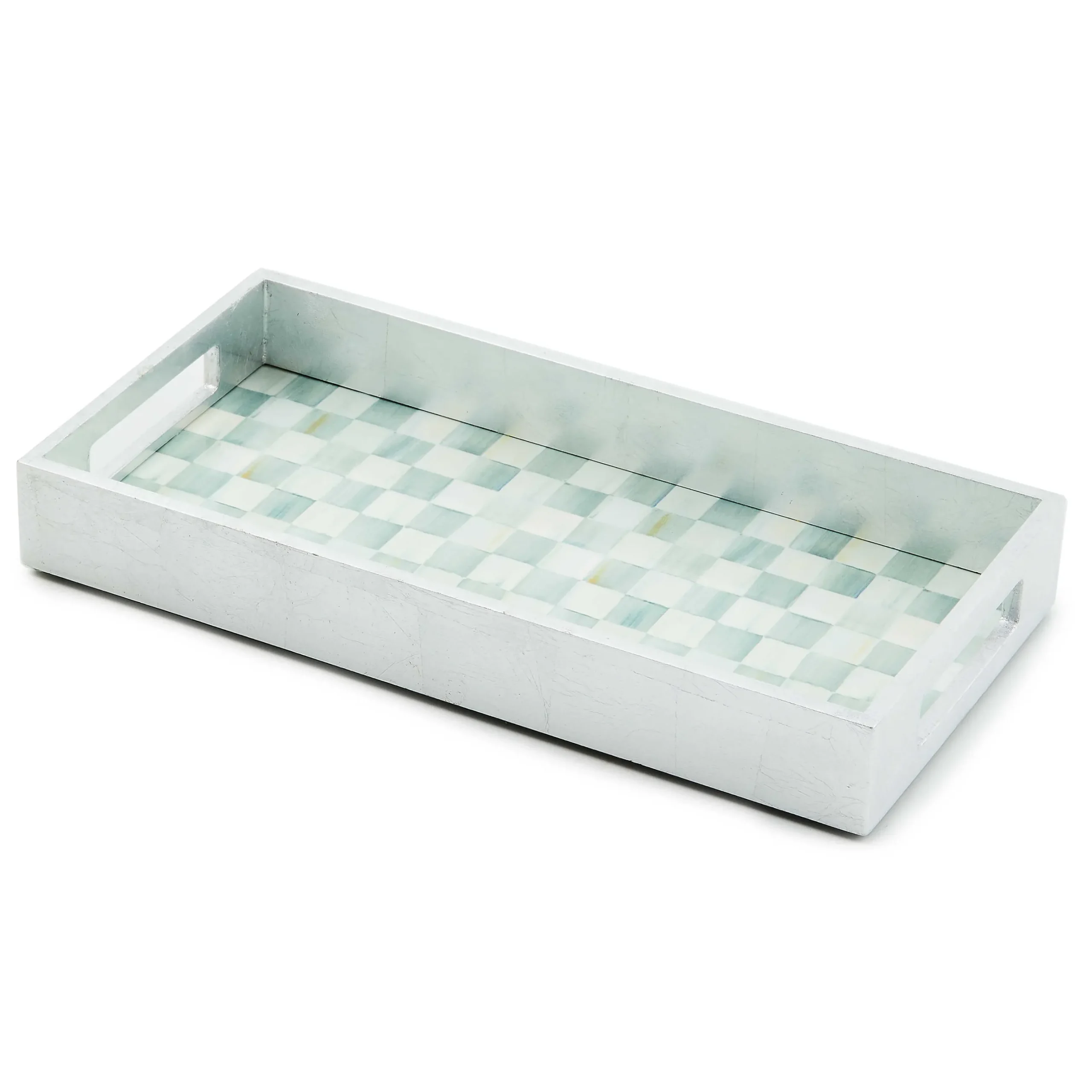 Room Accents|MacKenzie-Childs Sterling Check Lacquer Vanity Tray