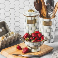 Room Accents|Kitchen Storage & Organization|MacKenzie-Childs Sterling Check Large Canister