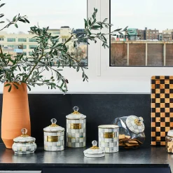 Room Accents|Kitchen Storage & Organization|MacKenzie-Childs Sterling Check Large Canister