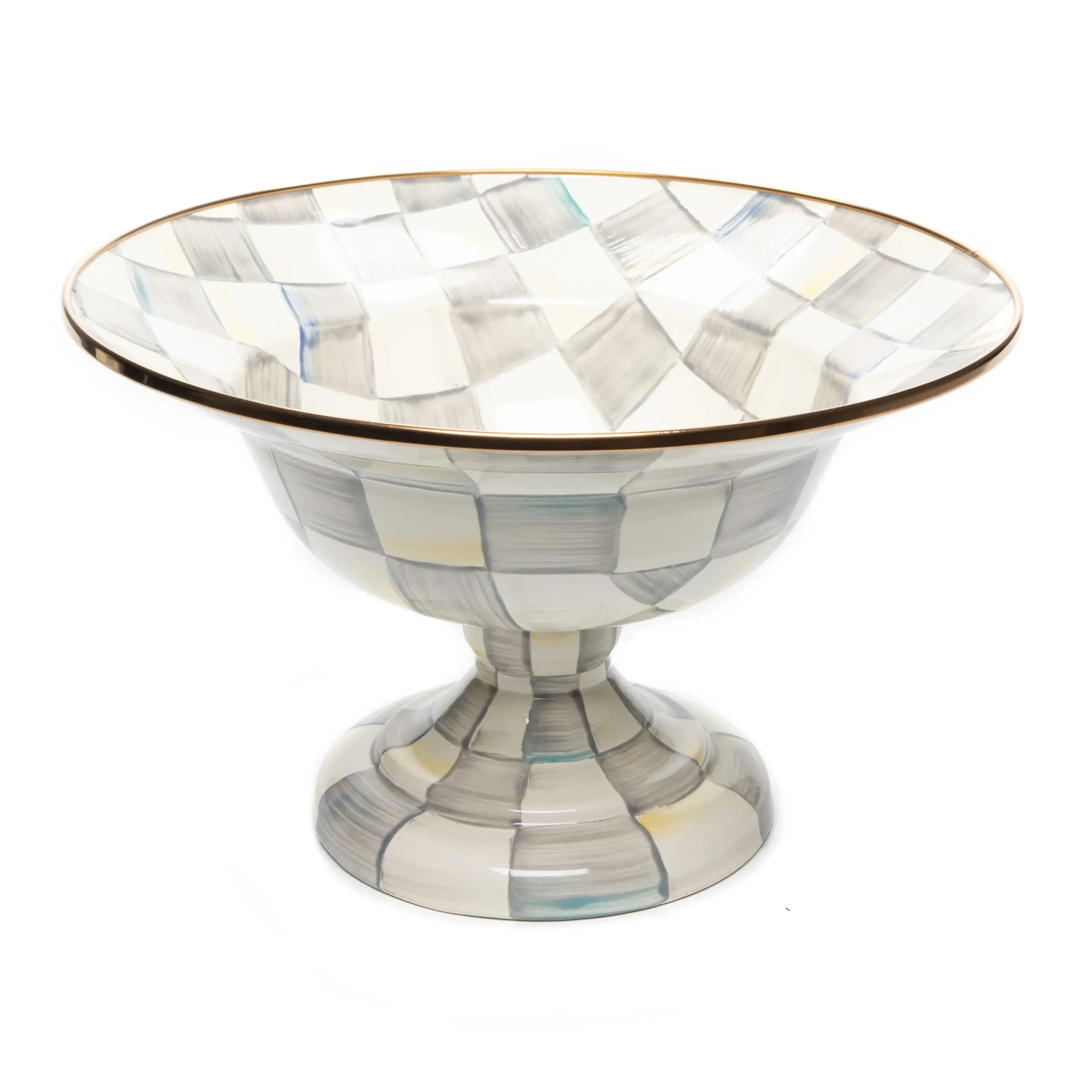 Serveware|MacKenzie-Childs Sterling Check Large Compote