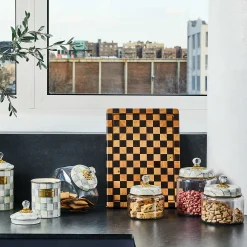 Kitchen Storage & Organization|MacKenzie-Childs Sterling Check Large Kitchen Canister