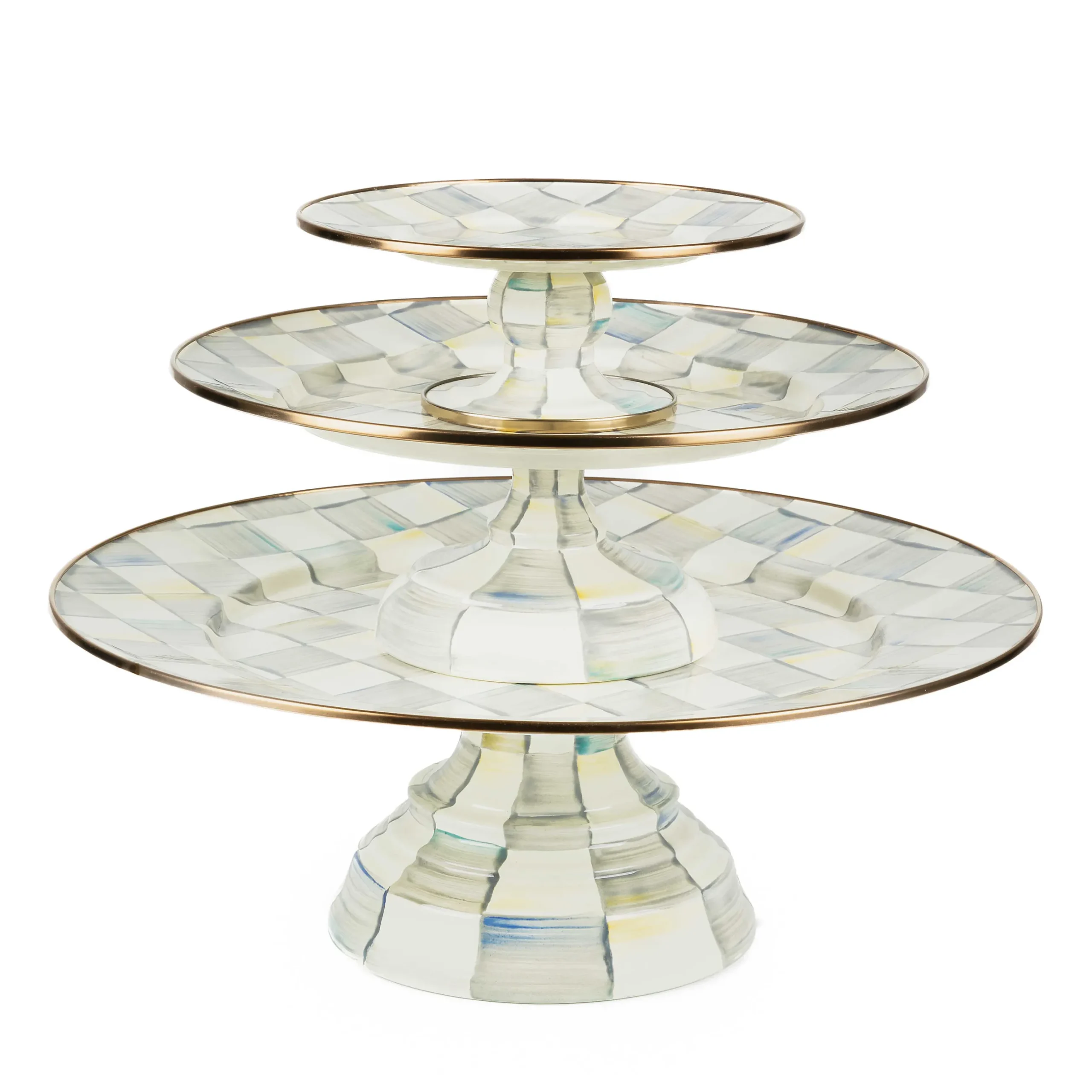 Fall Entertaining|Serveware|MacKenzie-Childs Sterling Check Large Pedestal Platter