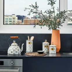 Room Accents|Kitchen Storage & Organization|MacKenzie-Childs Sterling Check Medium Canister