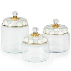 Kitchen Storage & Organization|MacKenzie-Childs Sterling Check Medium Kitchen Canister
