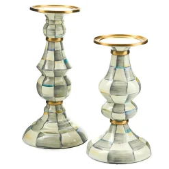 Candles & Fragrances|MacKenzie-Childs Sterling Check Medium Pillar Candlestick