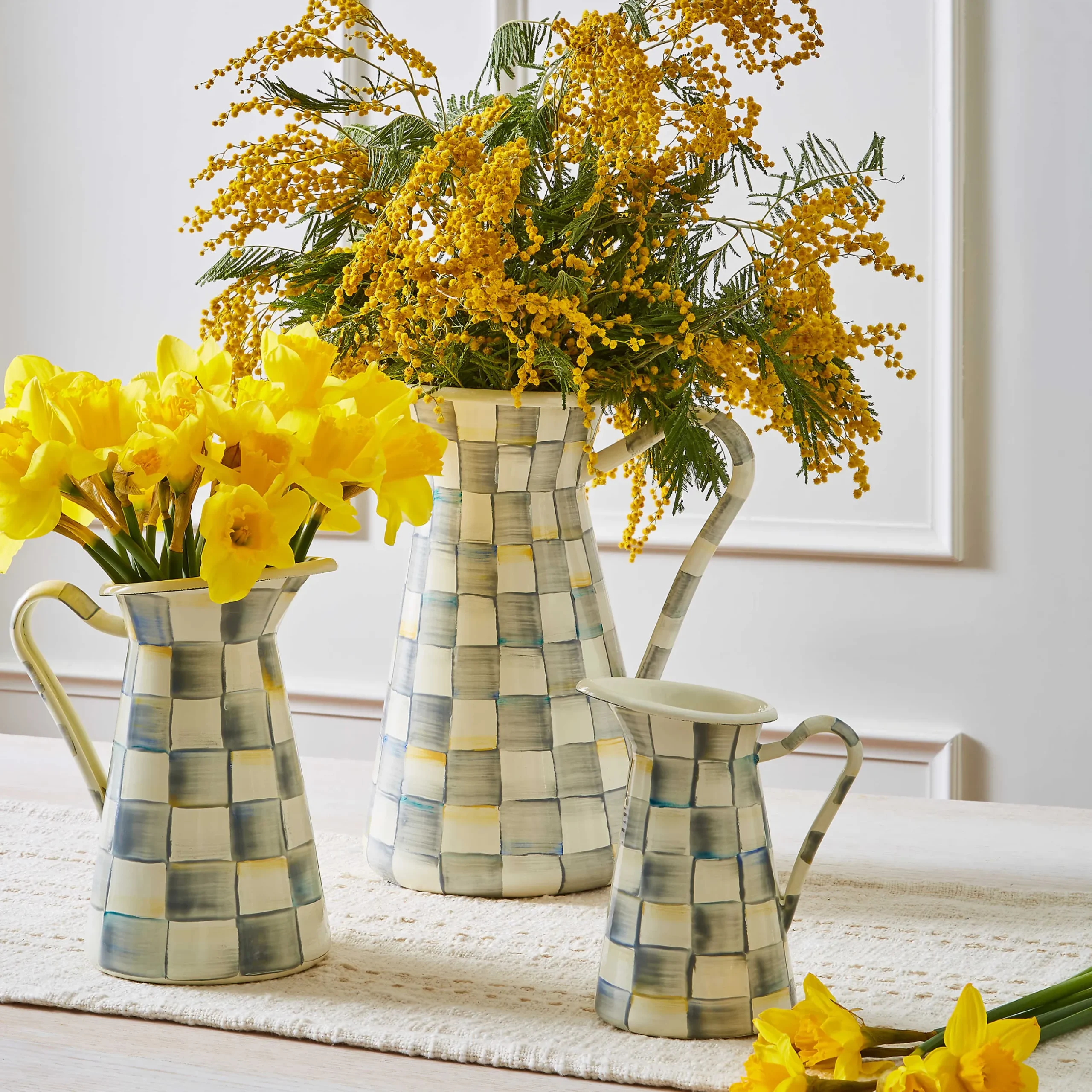 Serveware|MacKenzie-Childs Sterling Check Medium Practical Pitcher