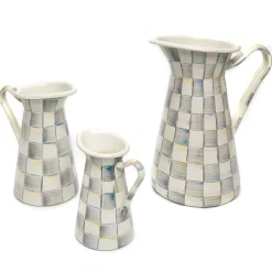 Serveware|MacKenzie-Childs Sterling Check Medium Practical Pitcher