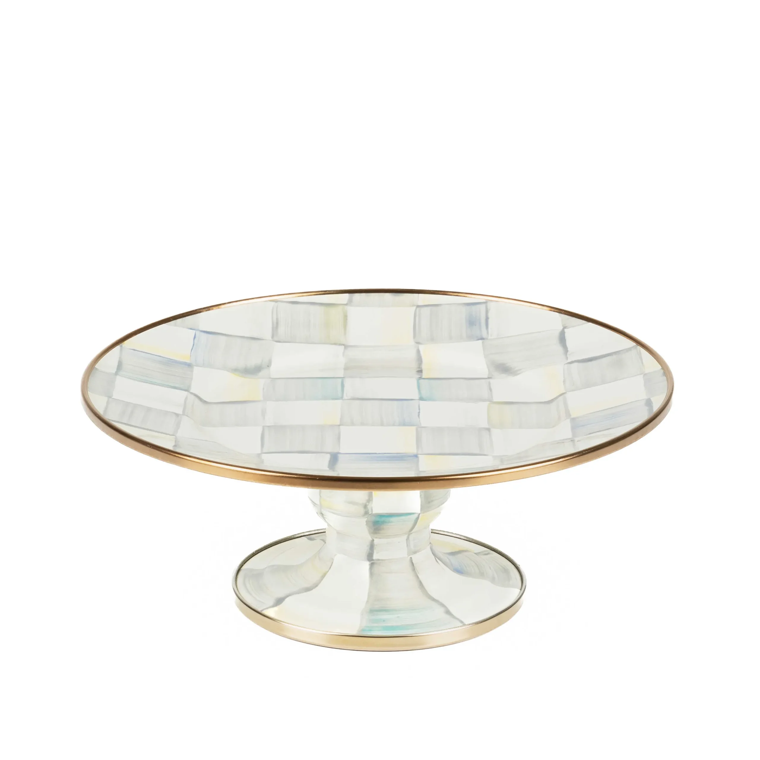 Serveware|MacKenzie-Childs Sterling Check Mini Pedestal Platter