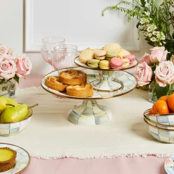 Serveware|MacKenzie-Childs Sterling Check Mini Pedestal Platter