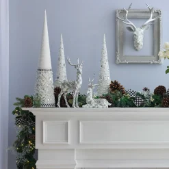 Holiday|Room Accents|MacKenzie-Childs Sterling Check Resting Silver Garland Deer