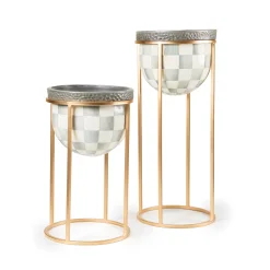 Outdoor|Room Accents|MacKenzie-Childs Sterling Check Short Plant Stand