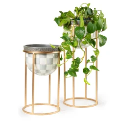 Outdoor|Room Accents|MacKenzie-Childs Sterling Check Short Plant Stand
