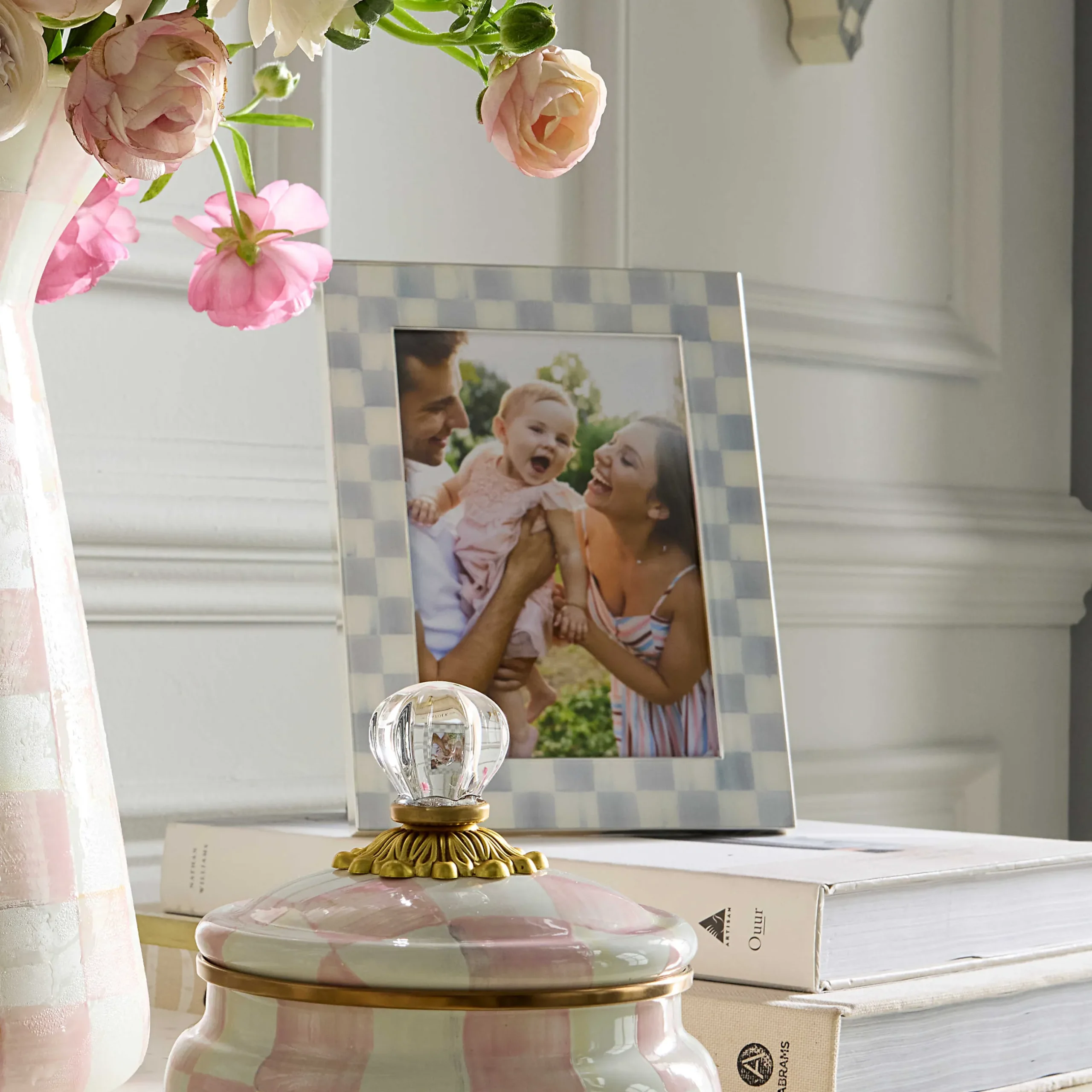 Room Accents|MacKenzie-Childs Sterling Check Silver Plated 5x7 Frame