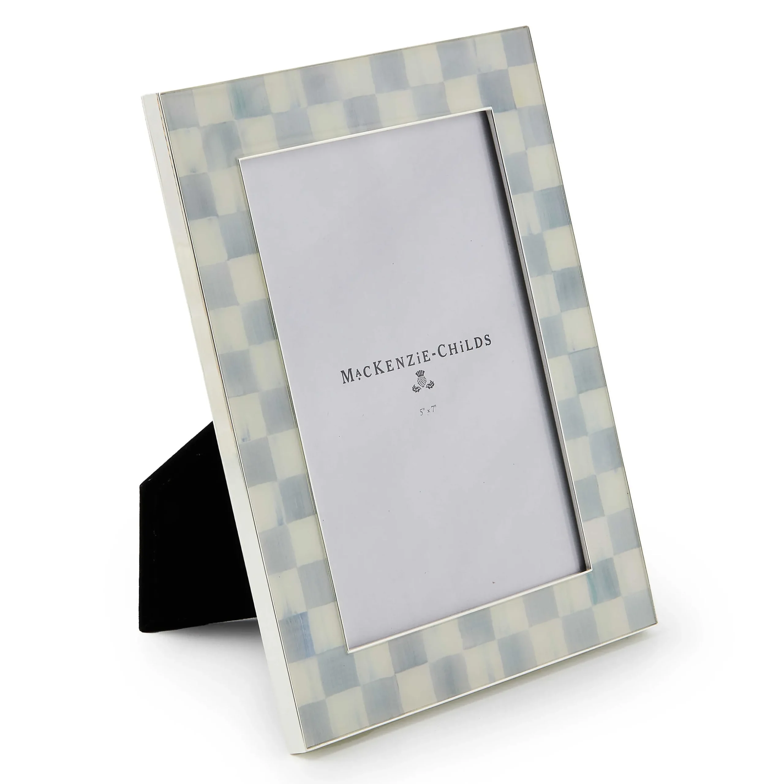 Room Accents|MacKenzie-Childs Sterling Check Silver Plated 5x7 Frame