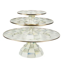 Serveware|MacKenzie-Childs Sterling Check Small Pedestal Platter