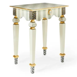 Living Room|MacKenzie-Childs Sterling Check  Stripe Side Table
