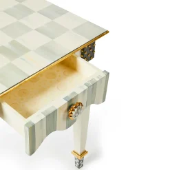 Living Room|MacKenzie-Childs Sterling Check  Stripe Side Table