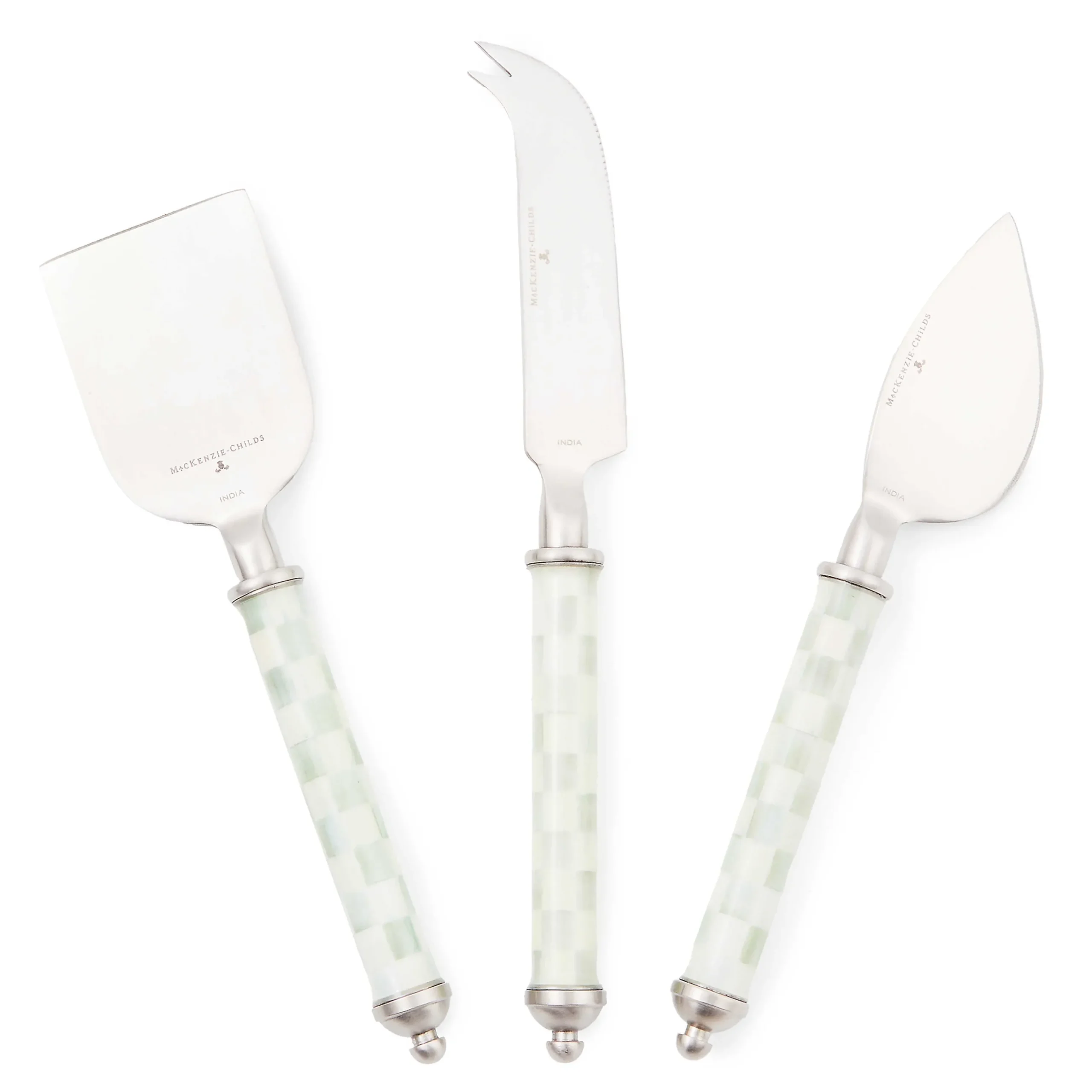 Fall Entertaining|Serveware|MacKenzie-Childs Sterling Check Supper Club Cheese Knife Set