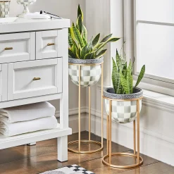 Outdoor|Room Accents|MacKenzie-Childs Sterling Check Tall Plant Stand