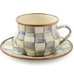 The Coffee Shop|Drinkware|MacKenzie-Childs Sterling Check Teacup