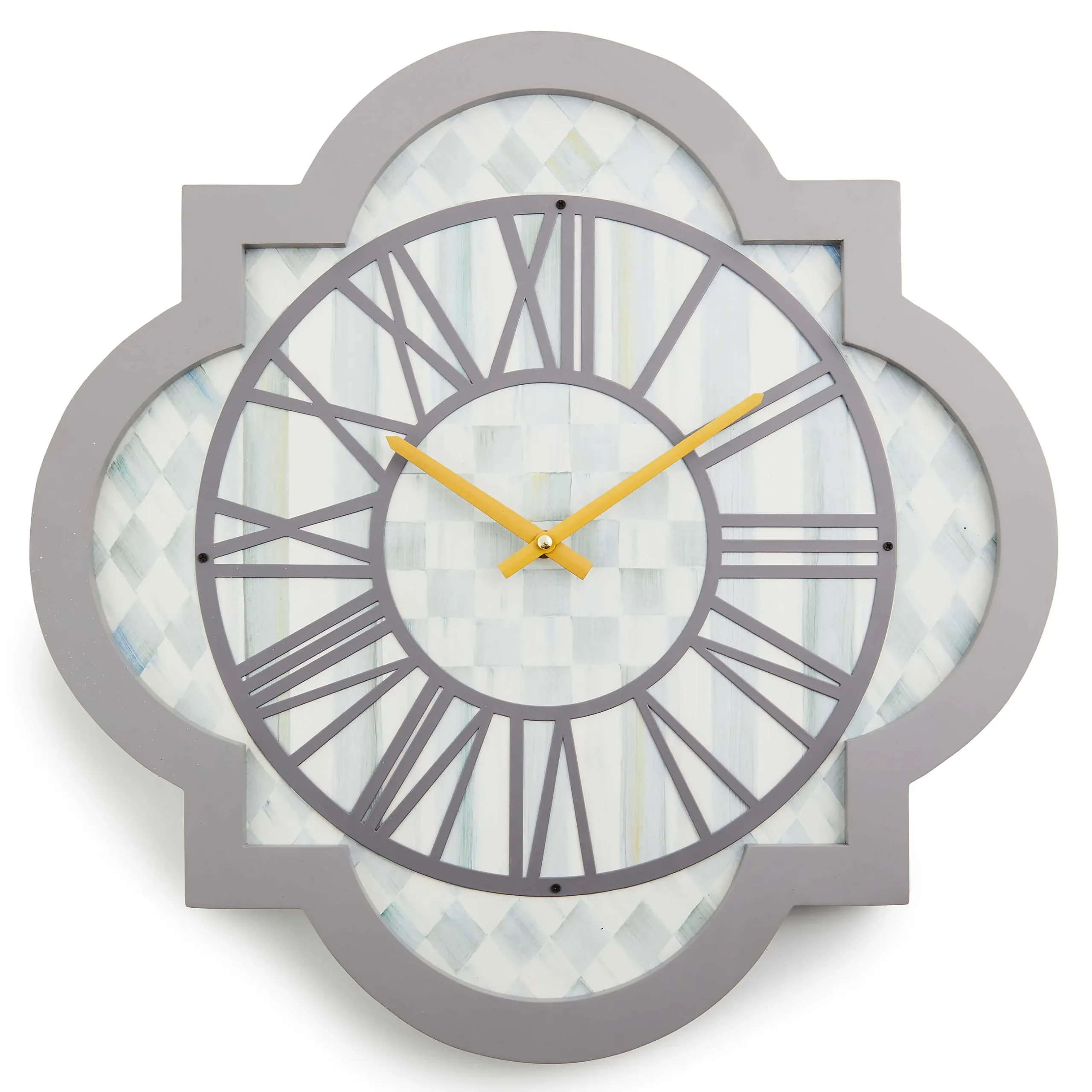 Room Accents|MacKenzie-Childs Sterling Check Tile Wall Clock