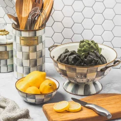 Kitchen Storage & Organization|MacKenzie-Childs Sterling Check Utensil Holder
