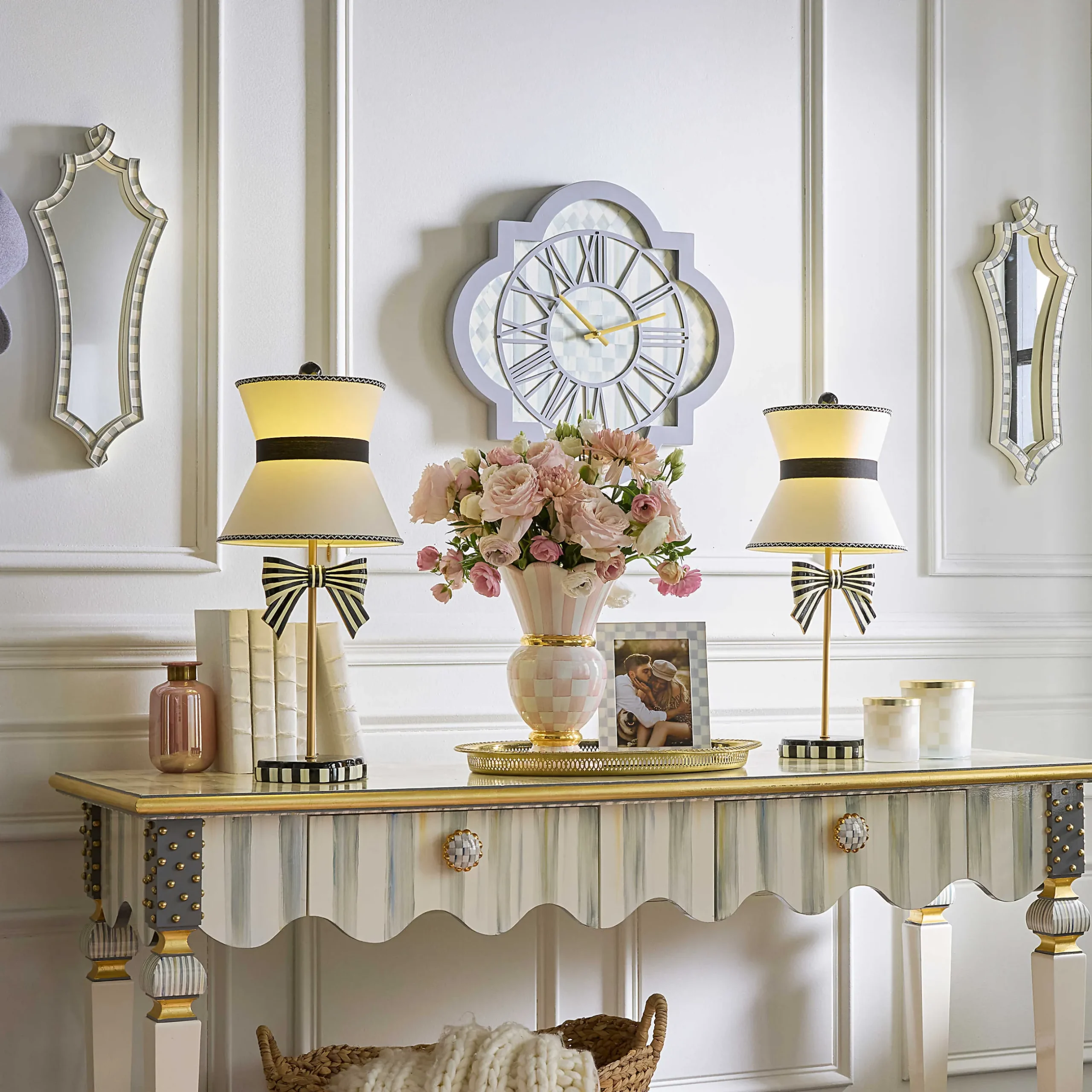 Room Accents|MacKenzie-Childs Sterling Check Wall Mirror