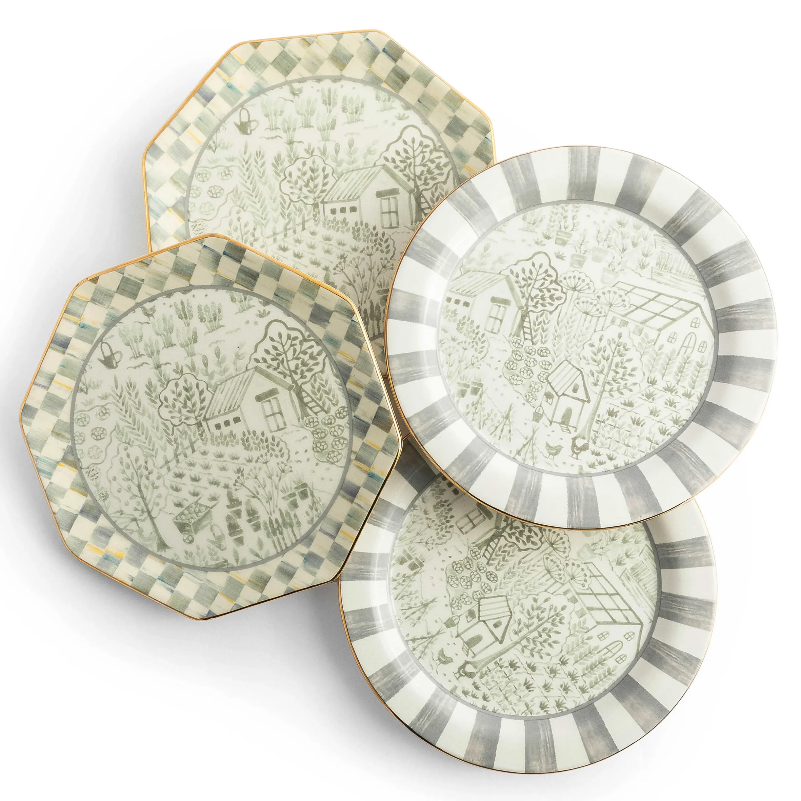 Spring|Dinnerware & Flatware|MacKenzie-Childs Sterling Cottage Dessert Plates,  Set of 4