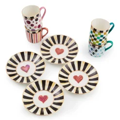 Kitchen & Dining Sets|The Coffee Shop|MacKenzie-Childs Sweetheart Espresso Cup  Saucer, Set of 4