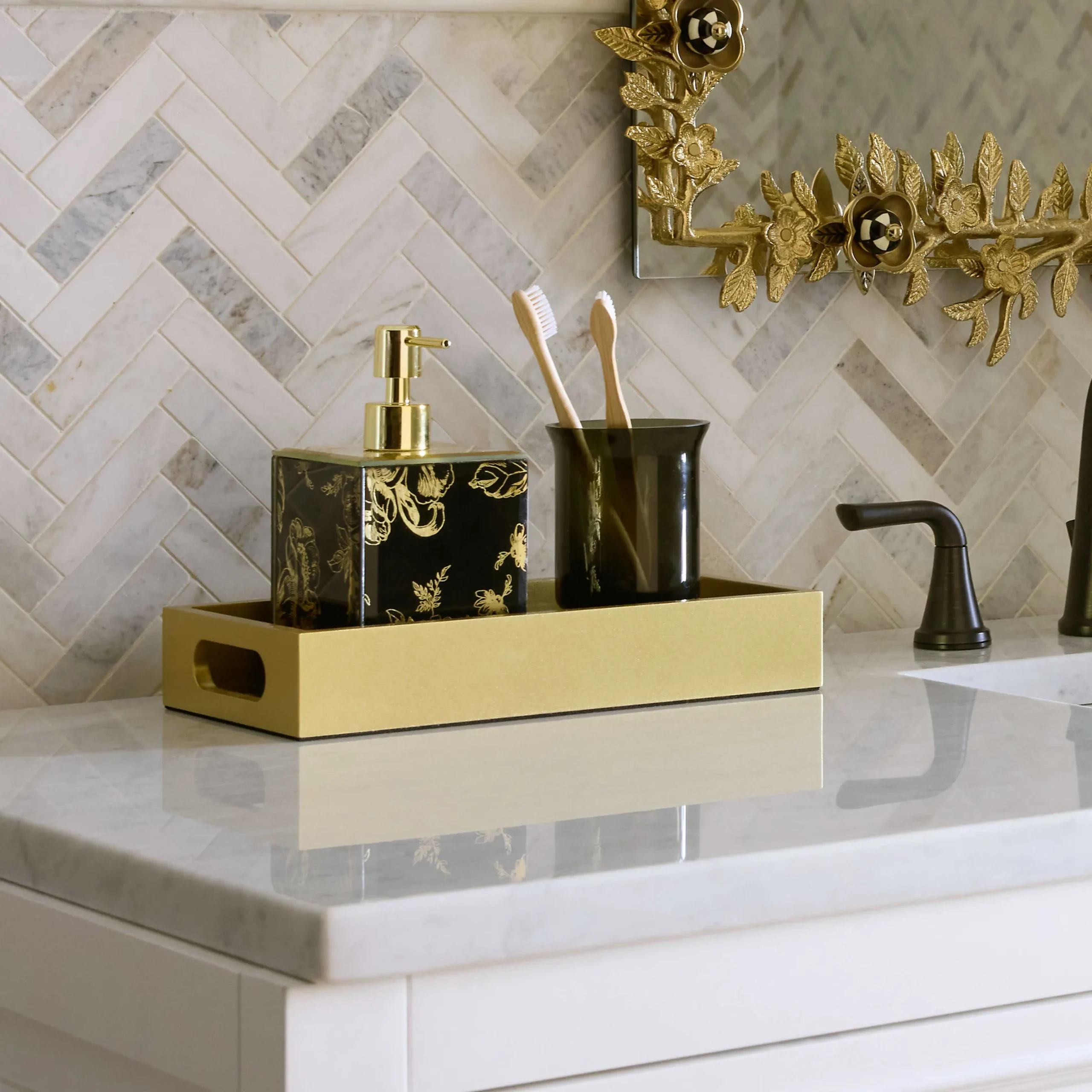 Room Accents|MacKenzie-Childs Twilight Toile Vanity Tray