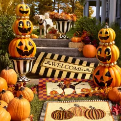 Rugs|MacKenzie-Childs Welcome Awning Stripe Double Door Entrance Mat