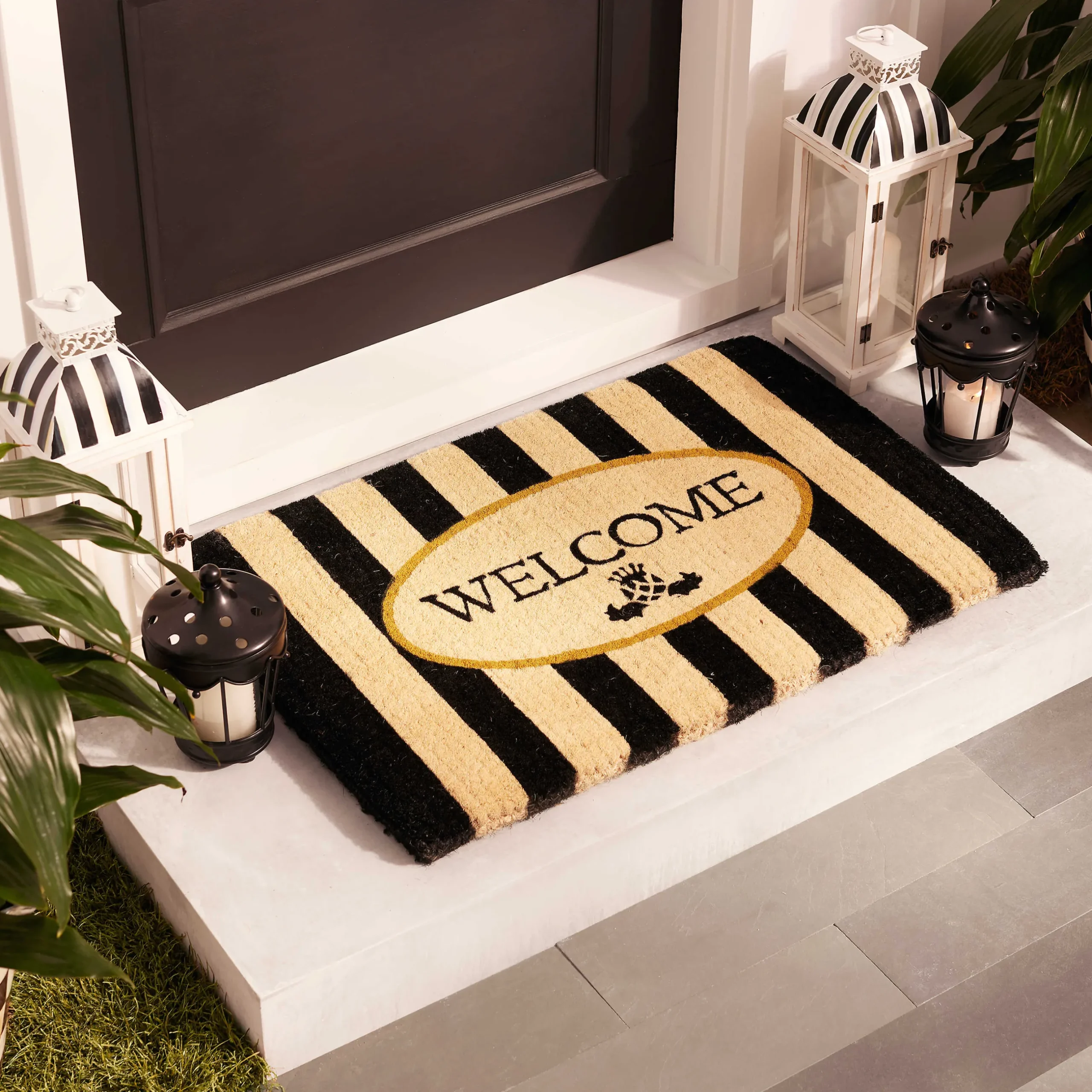 Rugs|MacKenzie-Childs Welcome Awning Stripe Entrance Mat