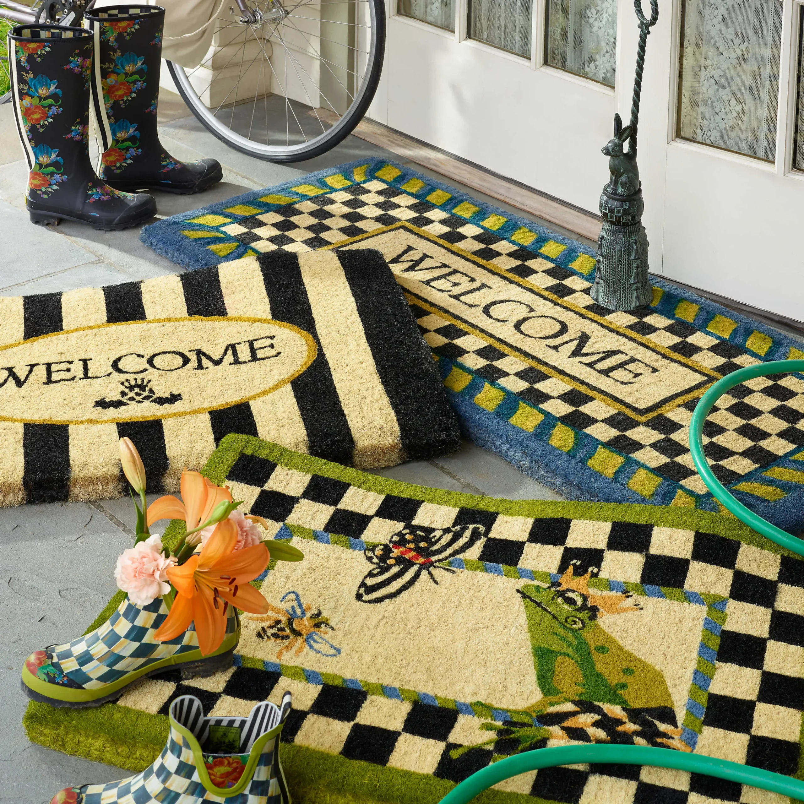 Rugs|MacKenzie-Childs Welcome Awning Stripe Entrance Mat