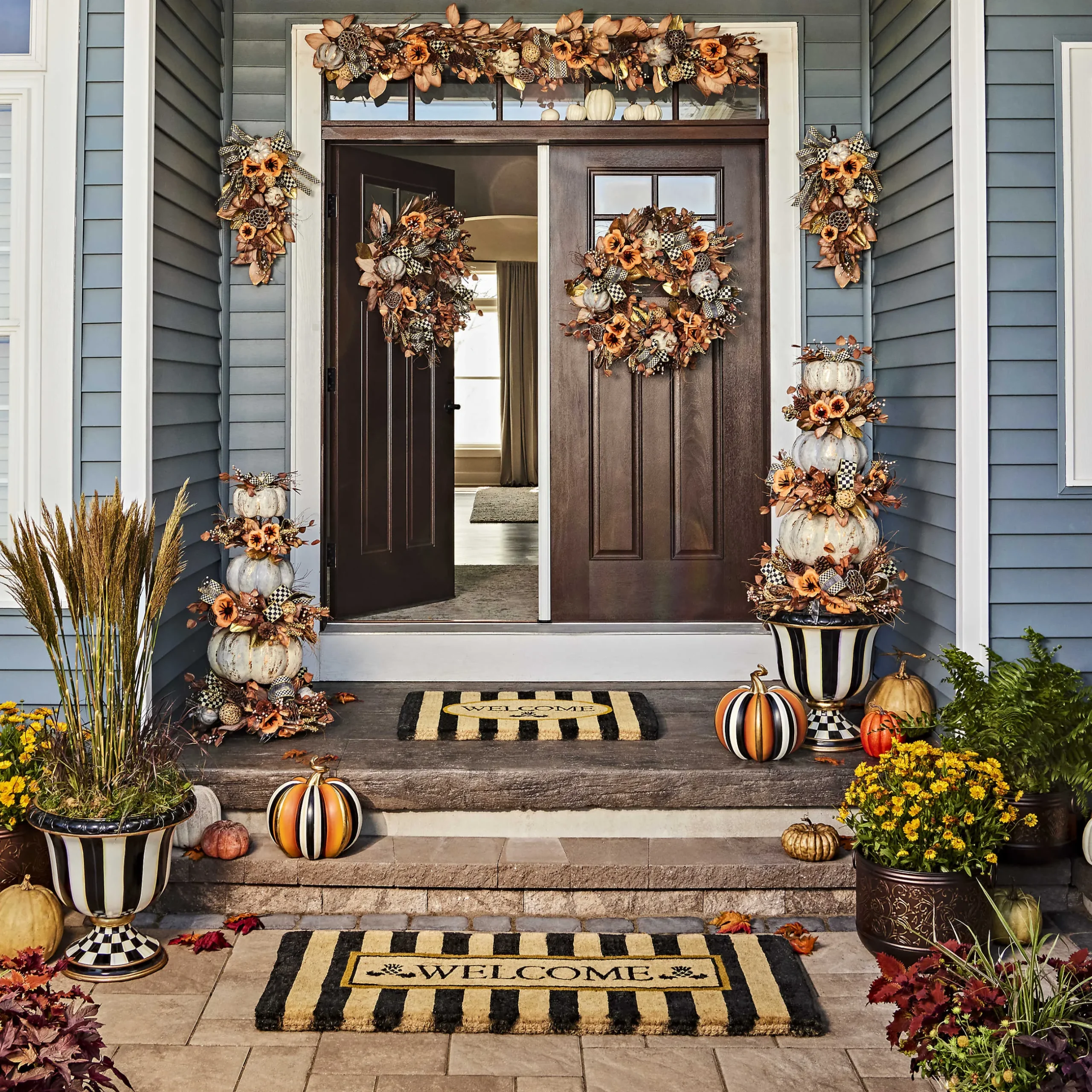 Rugs|MacKenzie-Childs Welcome Awning Stripe Entrance Mat