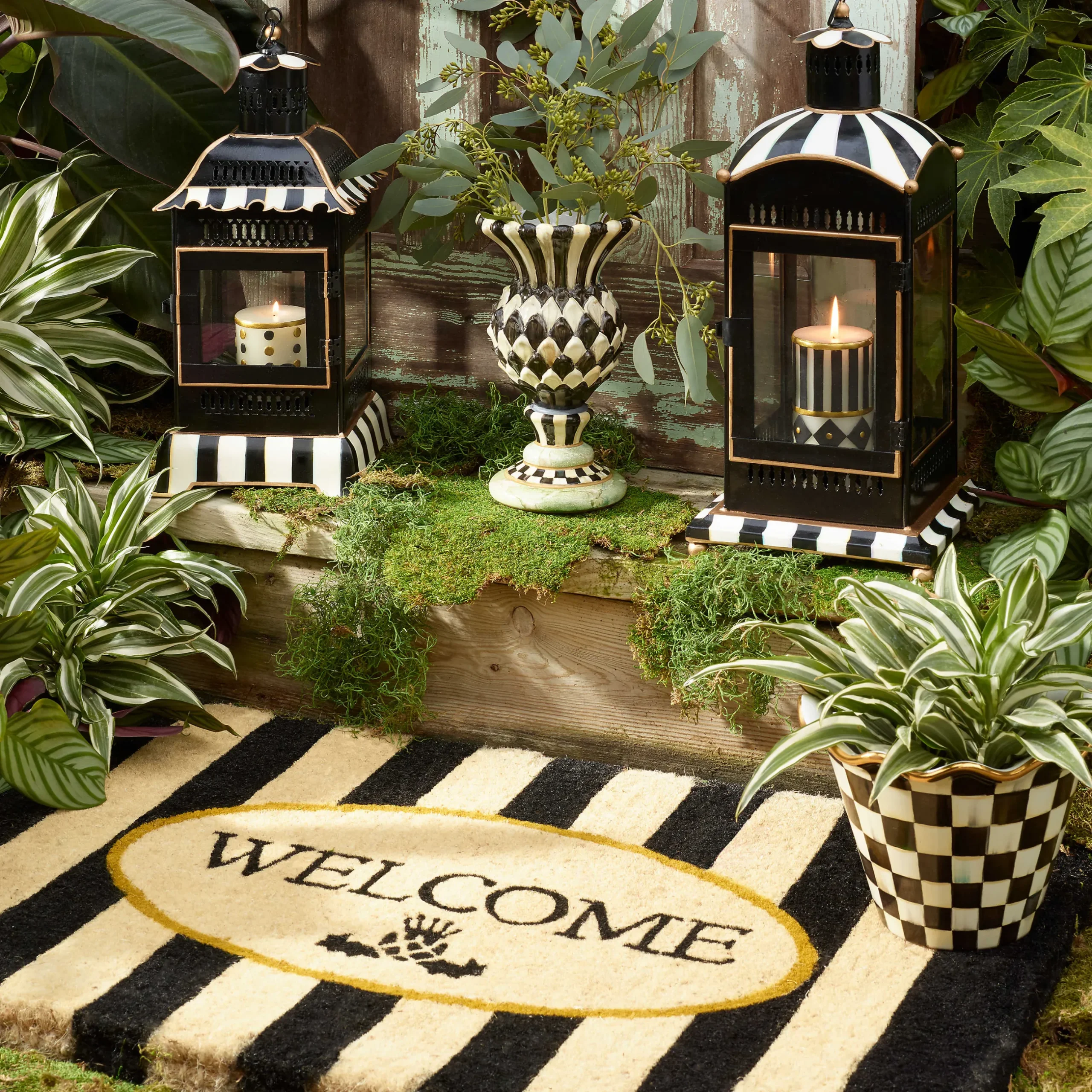 Rugs|MacKenzie-Childs Welcome Awning Stripe Entrance Mat