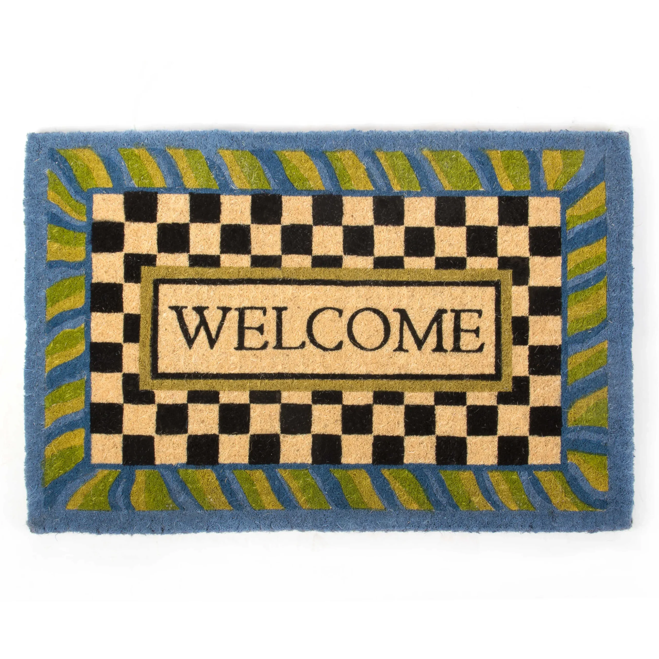 Rugs|MacKenzie-Childs Welcome Periwinkle Entrance Mat