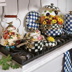 Cookware & Bakeware|Tea Kettles|MacKenzie-Childs White Flower Market 3 Quart Tea Kettle with Bird