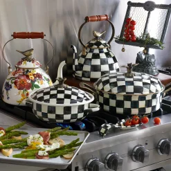 Cookware & Bakeware|Tea Kettles|MacKenzie-Childs White Flower Market 3 Quart Tea Kettle with Bird