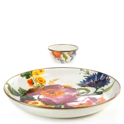 Kitchen & Dining Sets|Serveware|MacKenzie-Childs White Flower Market Chip  Dip Set