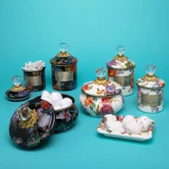Room Accents|Kitchen Storage & Organization|MacKenzie-Childs White Flower Market Demi Canister