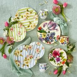 Dinnerware & Flatware|MacKenzie-Childs White Flower Market Dinner Plate