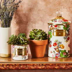 Room Accents|Kitchen Storage & Organization|MacKenzie-Childs White Flower Market Large Canister