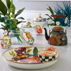 The Coffee Shop|Serveware|MacKenzie-Childs White Flower Market Lidded Sugar Bowl